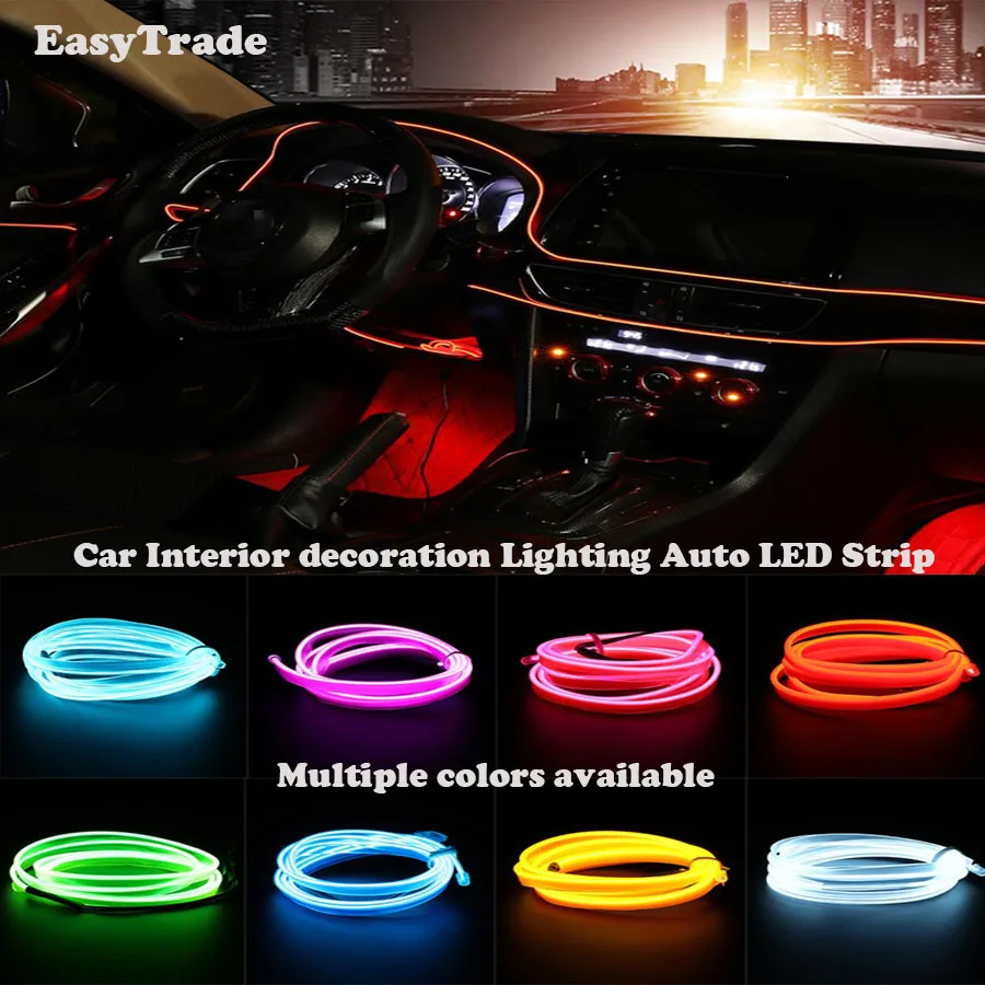 Car styling Lights Interior Decoration Moulding Strips EL Cold Line Flexible Atmosphere Lamp For OPEL ASTRA J G 2010-2017 | Автомобили и