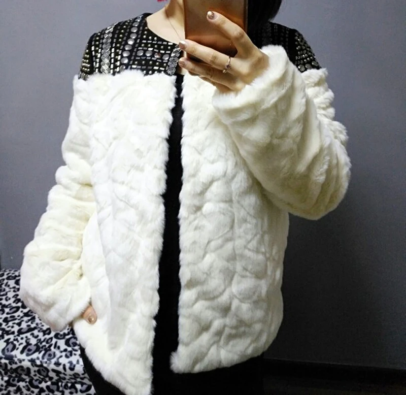 Viyana - Winter Fall Women Warm Faux Fur Coat Handmade Beading Rivet Long Sleeve Boho Style Outwear Jacket Viyana - Winter Fall Women Warm Faux Fur Coat Handmade Beading Rivet Long Sleeve Boho Style Outwear Jacket