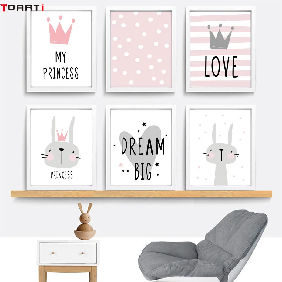 nordic Love Crown Princess Rabbit poster and print picture pink cartoon wall art canvas painting baby nursery room home decor
nordic Love Crown Princess Rabbit poster and print picture pink cartoon wall art canvas painting baby nursery room home decor
