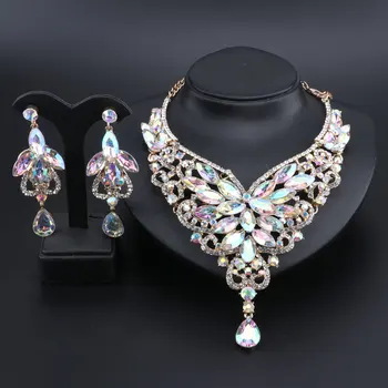 Wedding Jewelry Fashion Crystal Rhinestones Necklace Earrings set for Women Wedding Party Bridal Jewelry sets Gold Color
Wedding Jewelry Fashion Crystal Rhinestones Necklace Earrings set for Women Wedding Party Bridal Jewelry sets Gold Color