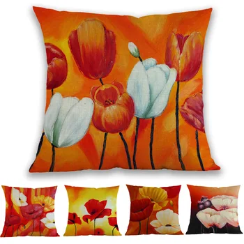 Oil Painting Style Red And White Poppy Tulip Flowers Pillow Case Home Hotel Sofa Chair Decoration Cushion Cover
Oil Painting Style Red And White Poppy Tulip Flowers Pillow Case Home Hotel Sofa Chair Decoration Cushion Cover