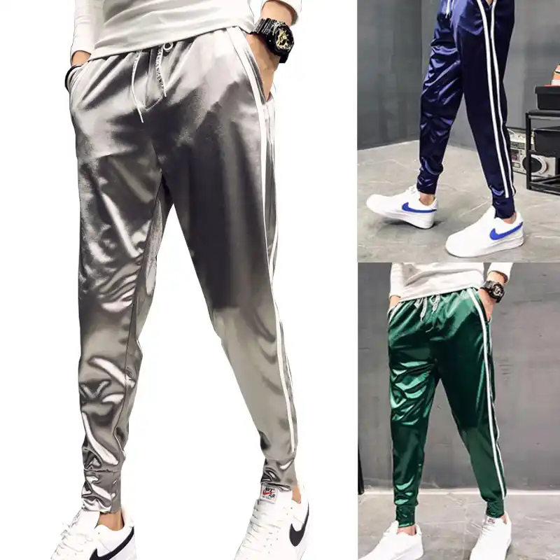satin stripe joggers
