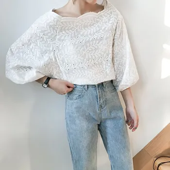 2019 Summer Women Fashion Hollow Outs Solid Blouse Hollow Out Casual Tops Three Quarter Puff Sleeve Lace Shirts
2019 Summer Women Fashion Hollow Outs Solid Blouse Hollow Out Casual Tops Three Quarter Puff Sleeve Lace Shirts