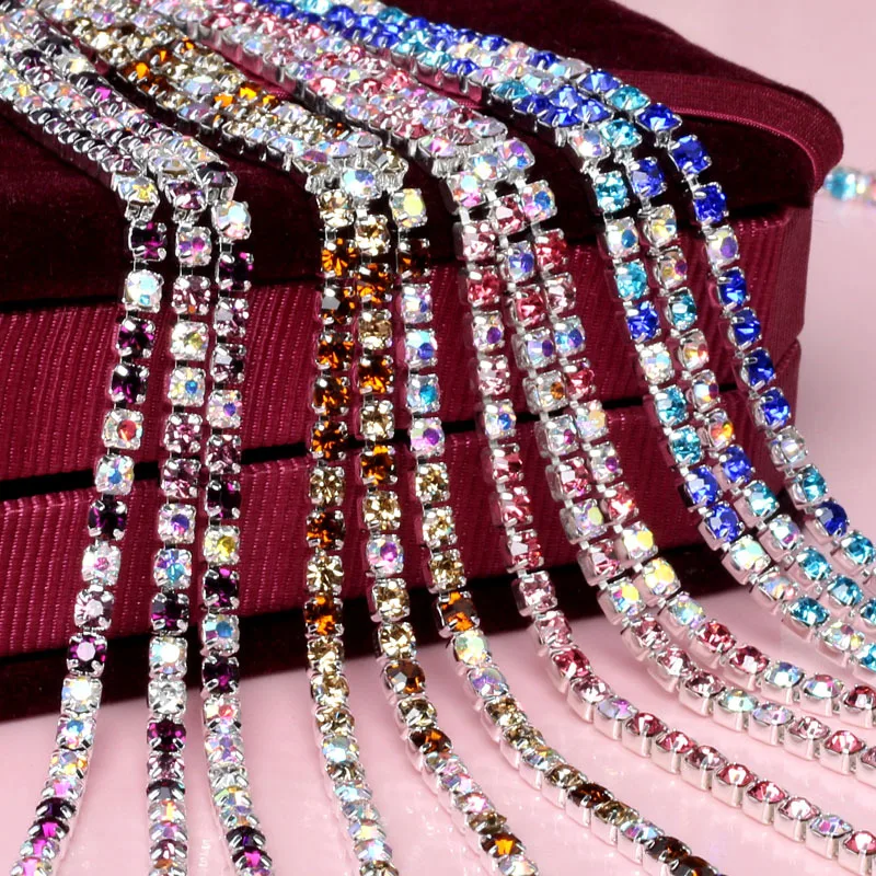 Free shipping ss8 2.5mm Mix color glass crystal Rhinestone Chain,silver base sew on Chains For jewelry accessories YHSS8
Free shipping ss8 2.5mm Mix color glass crystal Rhinestone Chain,silver base sew on Chains For jewelry accessories YHSS8