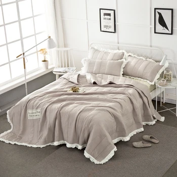 Papa&Mima Washed Cotton Ruffles Solid color 3pc Sheets Set 250x250cm Bed cover 2 Pillowcase 48x74cm 
Papa&Mima Washed Cotton Ruffles Solid color 3pc Sheets Set 250x250cm Bed cover 2 Pillowcase 48x74cm