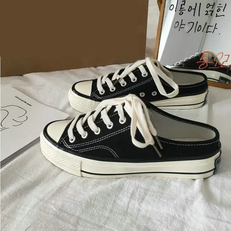 New Fashion women Canvas Shoes 2019 Fashion Spring Autumn Lace-up Non-slip Casual women Vulcanized solid half slippers PA-03
New Fashion women Canvas Shoes 2019 Fashion Spring Autumn Lace-up Non-slip Casual women Vulcanized solid half slippers PA-03