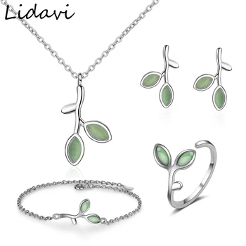 Lidavi 925 Sterling Silver Women Jewelry Sets Leaf Pattern Design Green Cat Eye Stone Party Bracelet Earrings Ring Necklace Sets
Lidavi 925 Sterling Silver Women Jewelry Sets Leaf Pattern Design Green Cat Eye Stone Party Bracelet Earrings Ring Necklace Sets