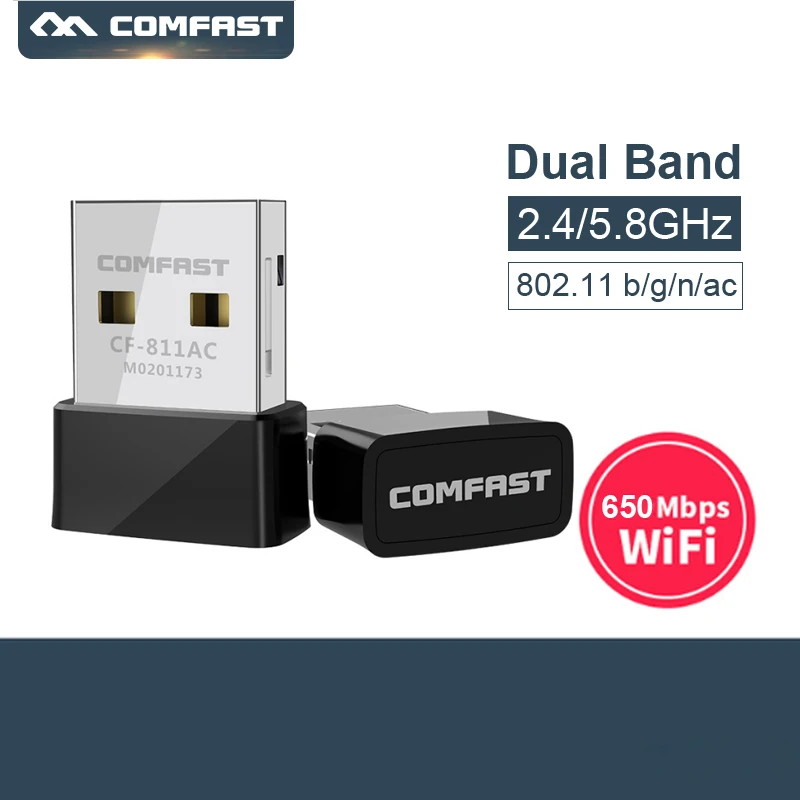 Comfast CF-811AC 650Mbps 5GHz Dual Band USB Wireless Wifi Adapter USB Ethernet wifi dongle for Desktop & Laptop
Comfast CF-811AC 650Mbps 5GHz Dual Band USB Wireless Wifi Adapter USB Ethernet wifi dongle for Desktop & Laptop