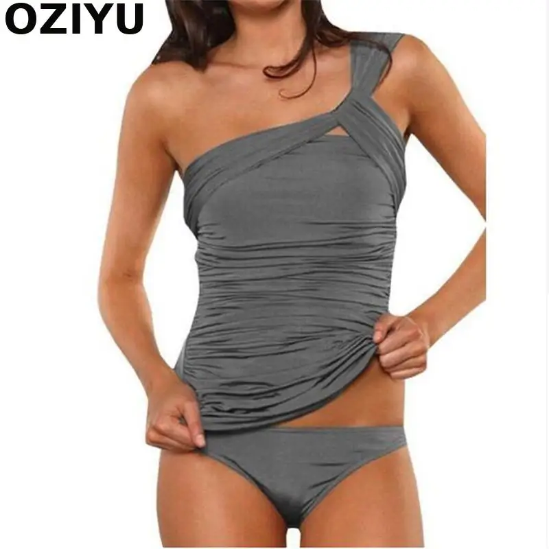 2018 New grey/black One Shoulder Swimsuit Women Tankini Set Push Up Swimwear Summer Bathing Suit Vintage Trikini Swimming Suit
2018 New grey/black One Shoulder Swimsuit Women Tankini Set Push Up Swimwear Summer Bathing Suit Vintage Trikini Swimming Suit