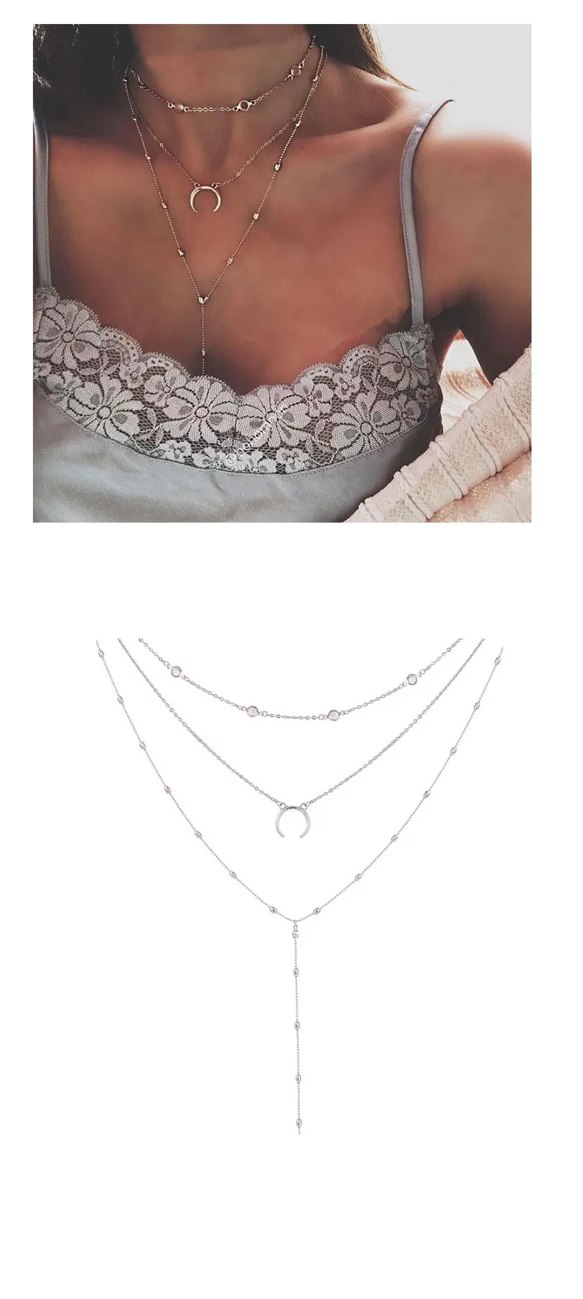 FREE SHIPPNG Moon Long Beads Chocker JKP898