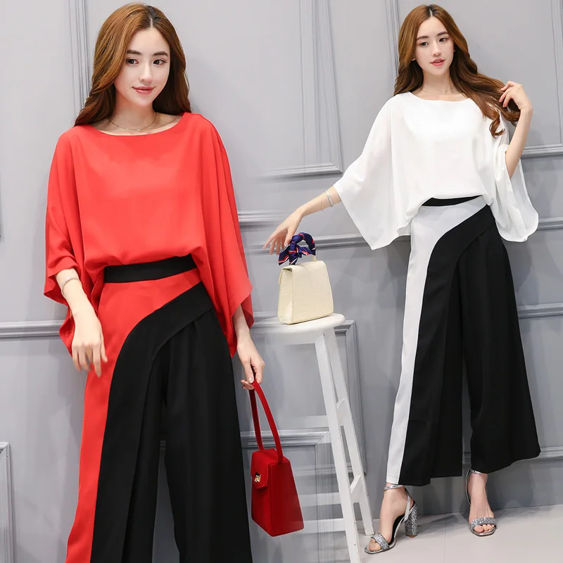 A Lady Loose Chiffon Plus Size Summer Clothing Set New Women Korea Fashion Suits Bat Sleeve Blouse Wide-Legged Pants Big S-XXL
A Lady Loose Chiffon Plus Size Summer Clothing Set New Women Korea Fashion Suits Bat Sleeve Blouse Wide-Legged Pants Big S-XXL