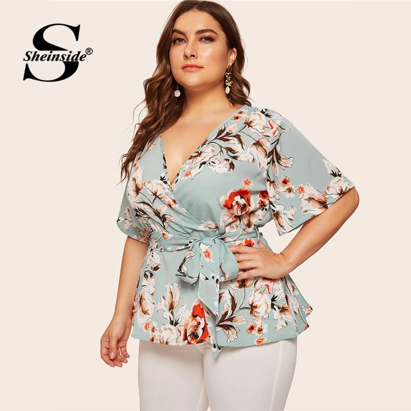 Sheinside Plus Size Casual Floral Print V Neck Blouse Women 2019 Summer Half Sleeve Belted Blouses Ladies Boho Wrap Top
Sheinside Plus Size Casual Floral Print V Neck Blouse Women 2019 Summer Half Sleeve Belted Blouses Ladies Boho Wrap Top