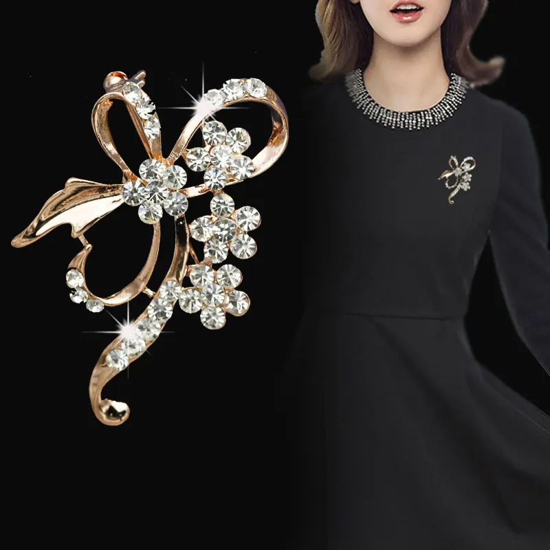 Korean Fashion Safety Pin New Elegant Bow Flower Full Rhinestone Simple Brooch Men And Women Suit Sweater Scarf Brooch
Korean Fashion Safety Pin New Elegant Bow Flower Full Rhinestone Simple Brooch Men And Women Suit Sweater Scarf Brooch