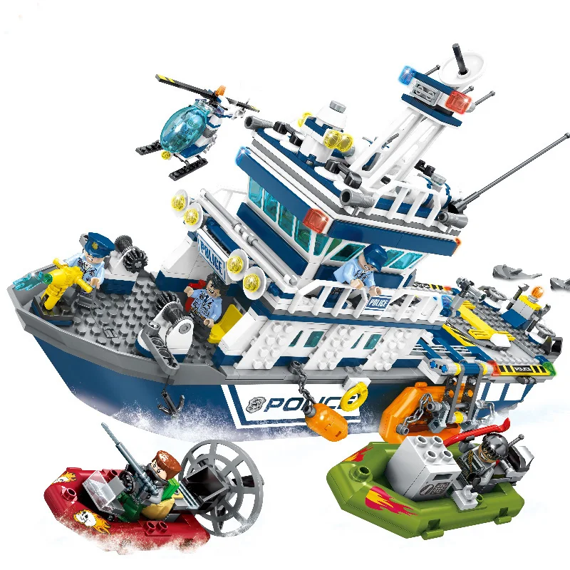 Police Patrol Boat Helicopter Building Blocks Compatible Legoings Technic Military City Enlighten Army Bricks Toys For Children
Police Patrol Boat Helicopter Building Blocks Compatible Legoings Technic Military City Enlighten Army Bricks Toys For Children