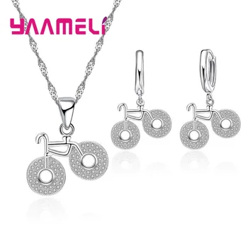 Fashion Crystal Earrings Necklace Jewelry Set Wedding Accessory Real 925 Sterling Silver with Cubic Zircon Bike Pendant
Fashion Crystal Earrings Necklace Jewelry Set Wedding Accessory Real 925 Sterling Silver with Cubic Zircon Bike Pendant