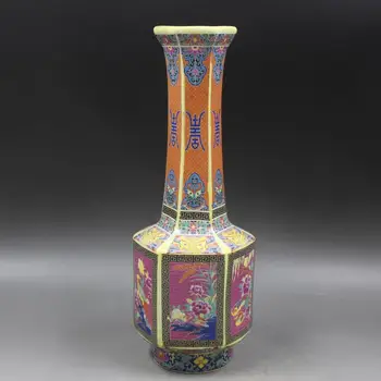 Antique QingDynasty porcelain vase,Enamel color hexagonal Long neck bottle,Hand-painted crafts,Collection&Adornment
Antique QingDynasty porcelain vase,Enamel color hexagonal Long neck bottle,Hand-painted crafts,Collection&Adornment