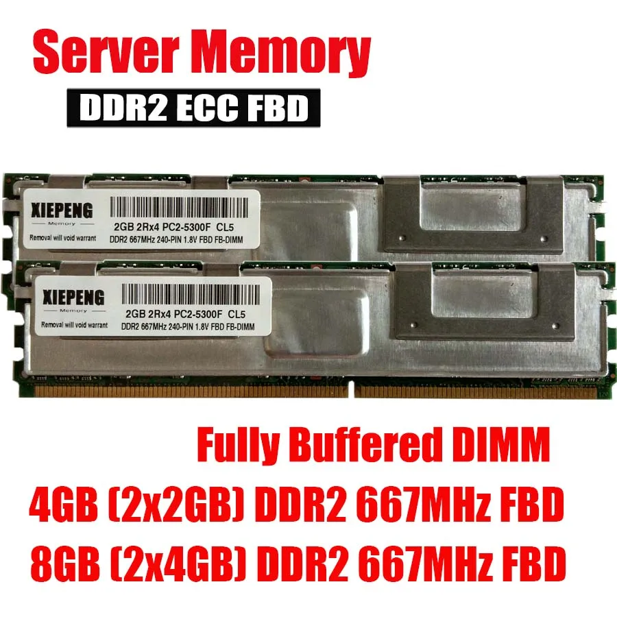 Серверная память DDR2 ECC FBD 4 Гб (2x2 ГБ) 8 ГБ 667 МГц 2Rx4 полностью буфферизованная DIMM 240pin