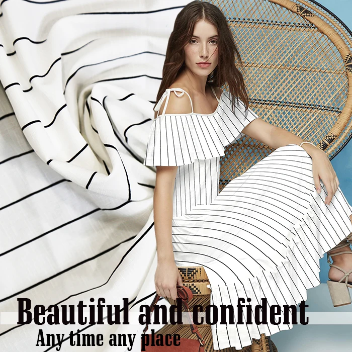 Black and white 144cm wide striped fabric half skirt dress shirt fabric dyed fabric classic eternal fashion cloth
Black and white 144cm wide striped fabric half skirt dress shirt fabric dyed fabric classic eternal fashion cloth