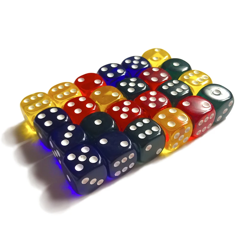 24Pcs 16MM Multi Colored Dice Sets Six Sided Transparent Dice Club Family Party Playing Rpg Funny Table Dices Board Games
24Pcs 16MM Multi Colored Dice Sets Six Sided Transparent Dice Club Family Party Playing Rpg Funny Table Dices Board Games