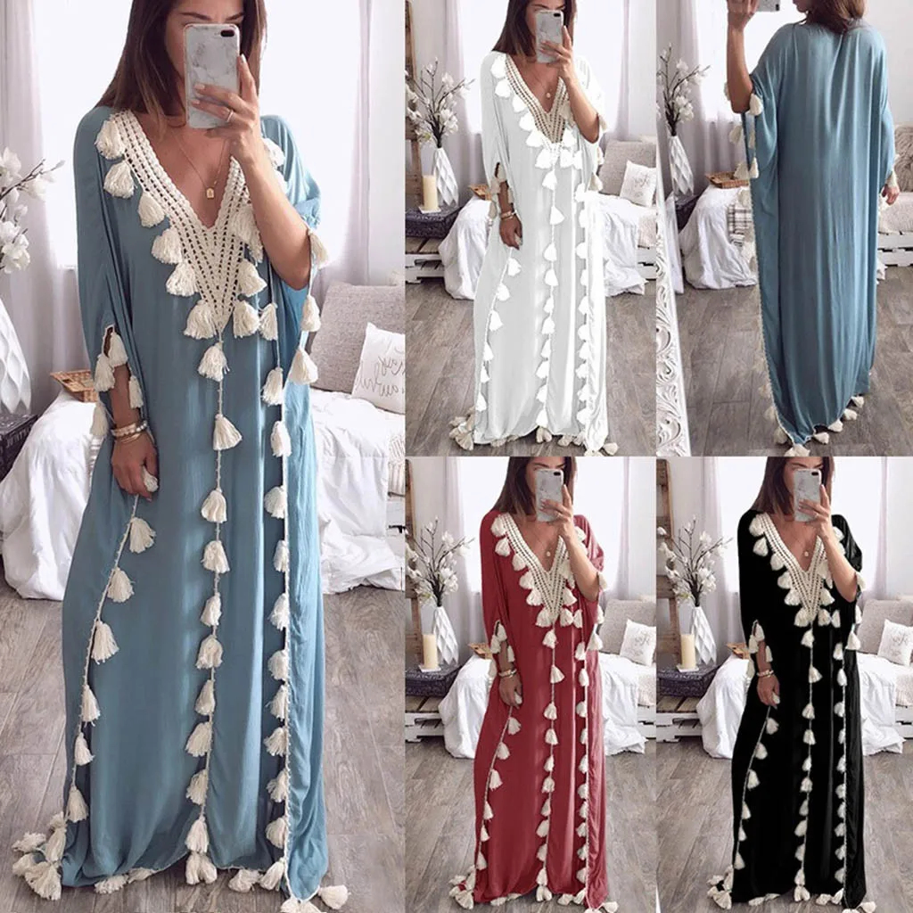 Vestidos 2019 Women's Dresses Summer Dress Women's Bohemia Long Dress Ethnic Style Tassel Beach Summer Holiday Party Dress
Vestidos 2019 Women's Dresses Summer Dress Women's Bohemia Long Dress Ethnic Style Tassel Beach Summer Holiday Party Dress