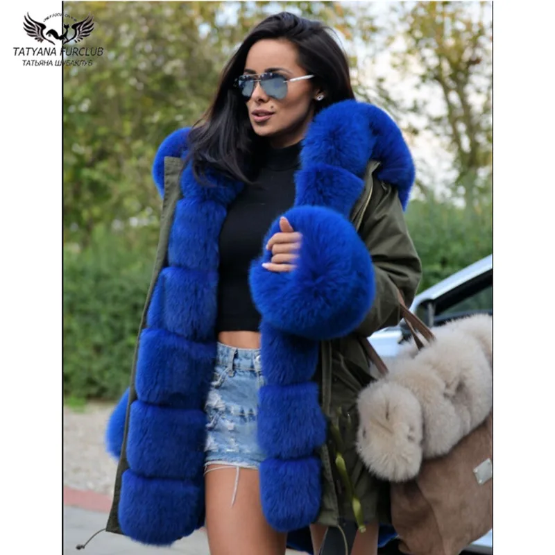Tatyana Furclub Real Fur Parka Coat 2018 New Winter Fur Jacket For Women Armygreen Outerwear With Blue Fur Collar Fashion Parkas
Tatyana Furclub Real Fur Parka Coat 2018 New Winter Fur Jacket For Women Armygreen Outerwear With Blue Fur Collar Fashion Parkas