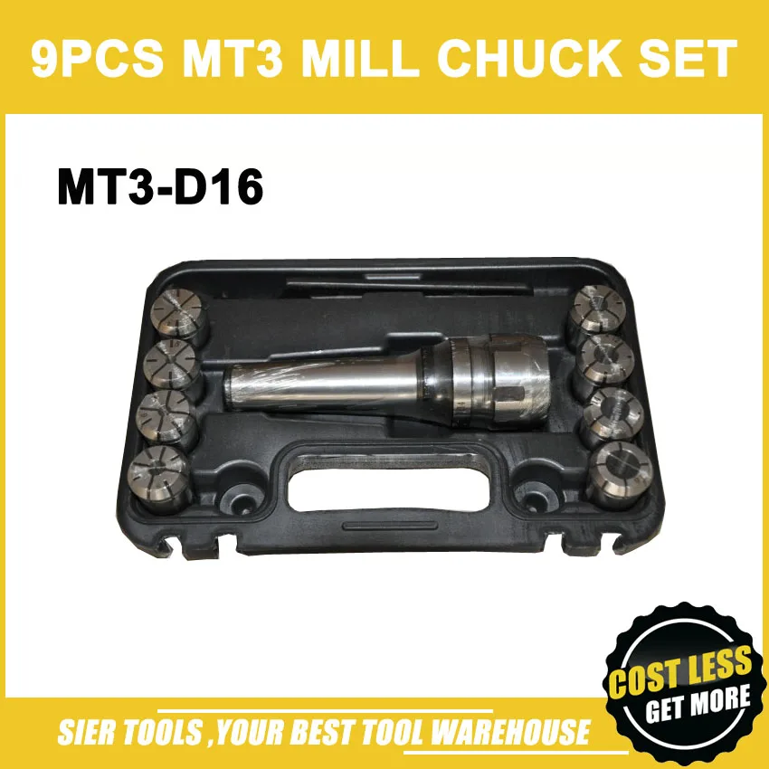 9pcs Mill Chuk Set/MT3-D16 Mill Chuck Set/Max to 16mm chuck colloect/Free shipping
9pcs Mill Chuk Set/MT3-D16 Mill Chuck Set/Max to 16mm chuck colloect/Free shipping
