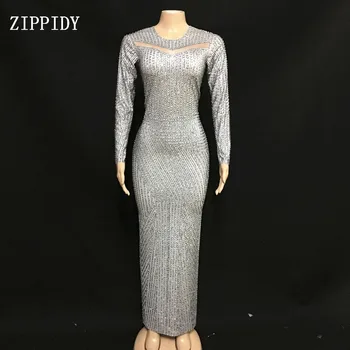 Sexy Gray Rhinestone Long Sleeves Dress Female Stage Dance Dress Birthday Party Celebrate Women Dance Dress Evening Outfit
Sexy Gray Rhinestone Long Sleeves Dress Female Stage Dance Dress Birthday Party Celebrate Women Dance Dress Evening Outfit