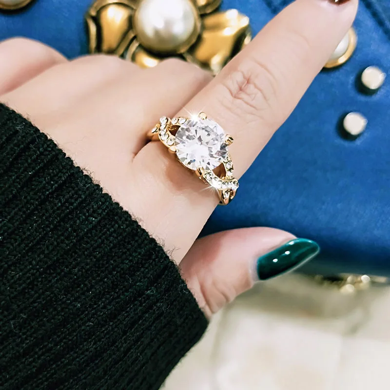SINLEERY Classic 4 Prongs Setting Round Cubic Zirconia Engagement Rings For Women Wedding Jewelry Gold Silver Color JZ021 SSA
SINLEERY Classic 4 Prongs Setting Round Cubic Zirconia Engagement Rings For Women Wedding Jewelry Gold Silver Color JZ021 SSA