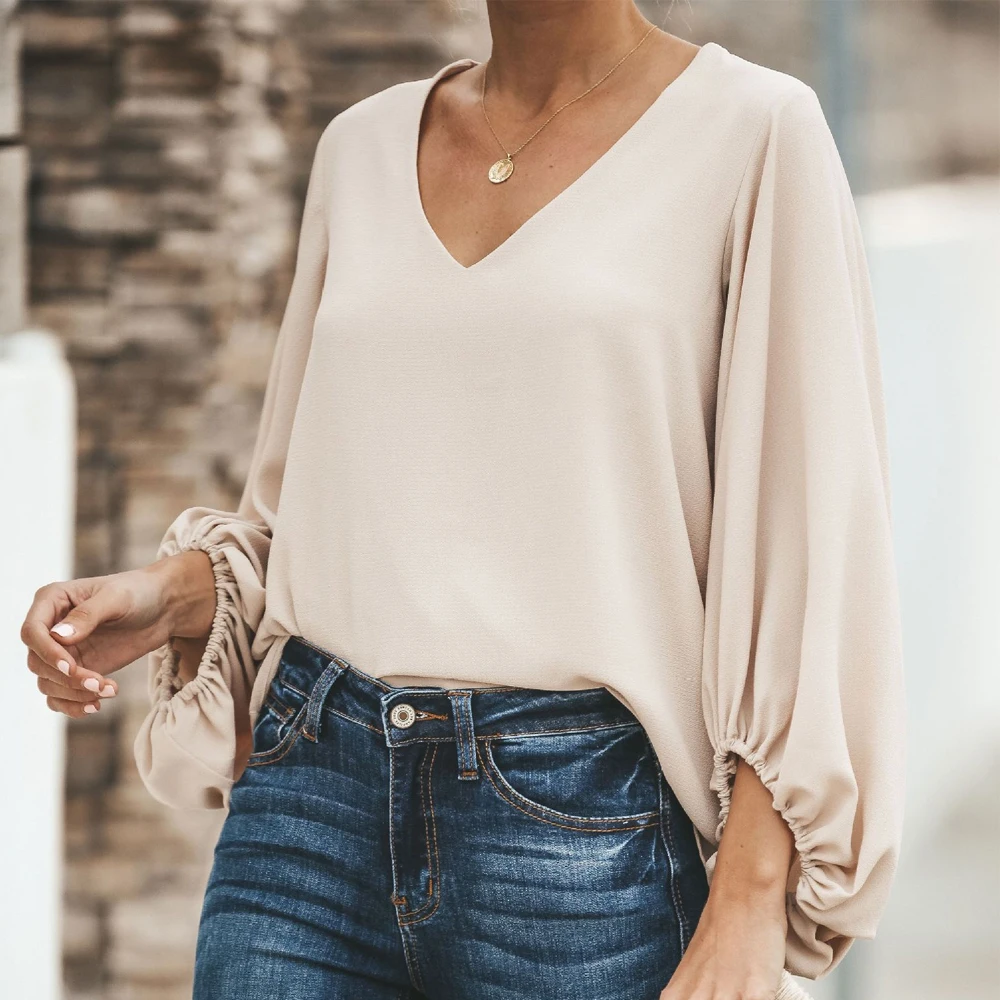 Laamei 2019 Women's Casual Sweet and Cute Solid Loose Shirt Casual Lantern Sleeve Balloon Sleeve V-Neck Female Blouse Tops
Laamei 2019 Women's Casual Sweet and Cute Solid Loose Shirt Casual Lantern Sleeve Balloon Sleeve V-Neck Female Blouse Tops