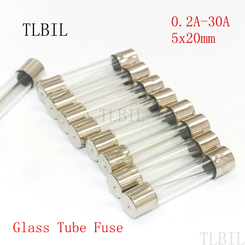 

100pcs/lot Glass Tube Fuse 5x20mm 0.2A 0.5A 1A 1.5A 2A 2.5A 3A 3.15A 4A 5A 6A 8A 10A 15A 20A 25A 30A/250V Fast Quick Blow Fuses