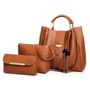 3Pcs/Sets Women Handbags Leather Shoulder Bags Female Large Capacity Casual Tote Bag Tassel Bucket Purses And Handbags Sac Femme
3Pcs/Sets Women Handbags Leather Shoulder Bags Female Large Capacity Casual Tote Bag Tassel Bucket Purses And Handbags Sac Femme