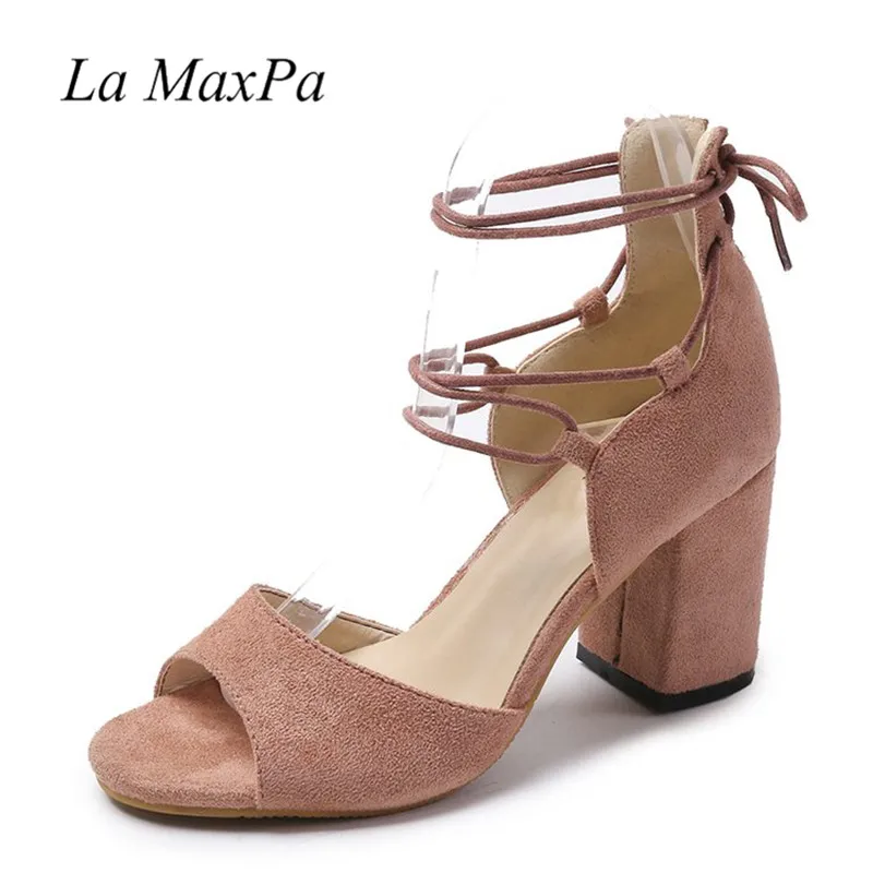 Women Summer Sandals Suede Strappy Thick High Heels Sandals Ladies Block High Heel Evening Party Prom Sandals Plus Size 35-42
Women Summer Sandals Suede Strappy Thick High Heels Sandals Ladies Block High Heel Evening Party Prom Sandals Plus Size 35-42
