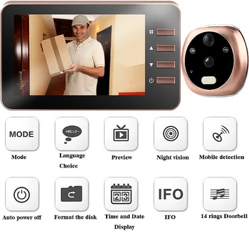 Easy Installation 4.3 Inches TFT LCD Door Doorbell Peephole Viewer Camera Night Vision 160 Wide Degree Angle Viewing
Easy Installation 4.3 Inches TFT LCD Door Doorbell Peephole Viewer Camera Night Vision 160 Wide Degree Angle Viewing