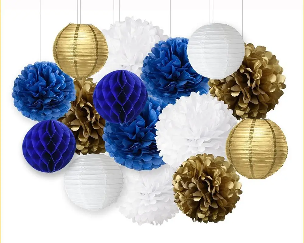 15pcs/set Navy Blue White Gold Party Paper Flower Tissue Paper Pom Poms Paper Lantern Ball for Baby Shower Reveal Decorations
15pcs/set Navy Blue White Gold Party Paper Flower Tissue Paper Pom Poms Paper Lantern Ball for Baby Shower Reveal Decorations