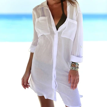 KLV Womens Beach Shirt Thin Swimsuit Bikini Cover Up Robe Tunic Shirt V-Neck Summer Solid Boyfriend Style White Green Black
KLV Womens Beach Shirt Thin Swimsuit Bikini Cover Up Robe Tunic Shirt V-Neck Summer Solid Boyfriend Style White Green Black