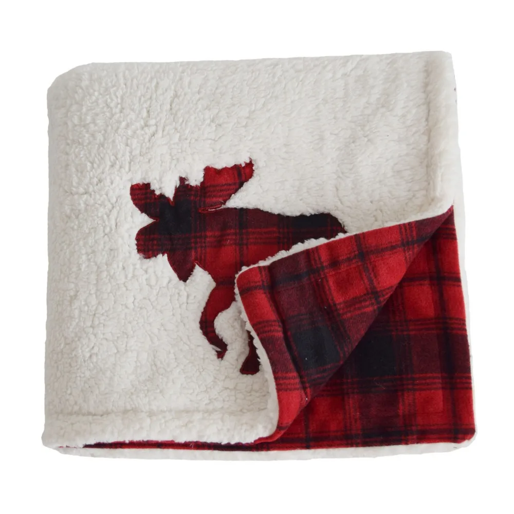 Promotion white sherpa with moose applique embroidery Plaid Blanket Throw Warm and Soft Throw two sides throw
Promotion white sherpa with moose applique embroidery Plaid Blanket Throw Warm and Soft Throw two sides throw