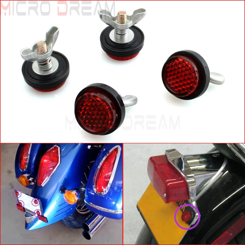 4pcs Red Motorcycle Bolt Mini License Number Plate Reflectors for Street Bike Cruisers Touring Scooter Off-Road Truck Universal
4pcs Red Motorcycle Bolt Mini License Number Plate Reflectors for Street Bike Cruisers Touring Scooter Off-Road Truck Universal