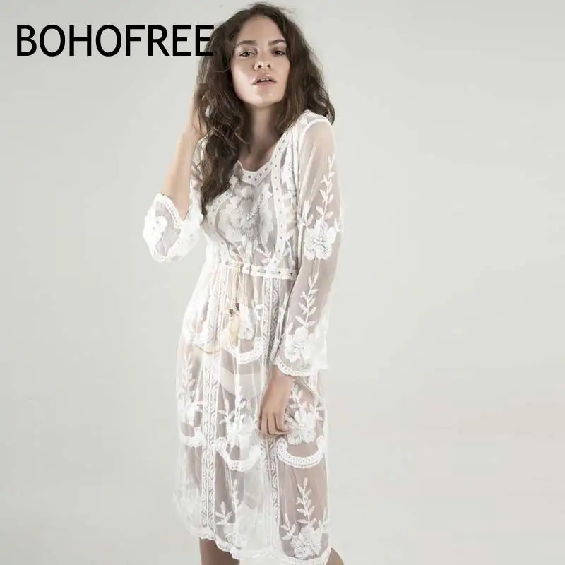 BOHOFREE Boho Cotton Sheer Lace Embroidery Midi Dress Bohemian Style Flower Leaf Embroidered Vestidos Femme White Dresses
BOHOFREE Boho Cotton Sheer Lace Embroidery Midi Dress Bohemian Style Flower Leaf Embroidered Vestidos Femme White Dresses