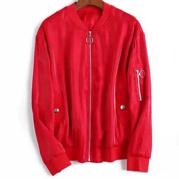 Autumn new women's jackets solid color reflective round neck zipper baseball uniform fashion casual coats S18SS2A077
Autumn new women's jackets solid color reflective round neck zipper baseball uniform fashion casual coats S18SS2A077