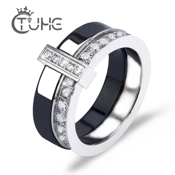Black White Ceramic Ring With One Row Australia Zircon Two Layers Stainless Steel Thin Engagement Rings For Women Jewelry
Black White Ceramic Ring With One Row Australia Zircon Two Layers Stainless Steel Thin Engagement Rings For Women Jewelry