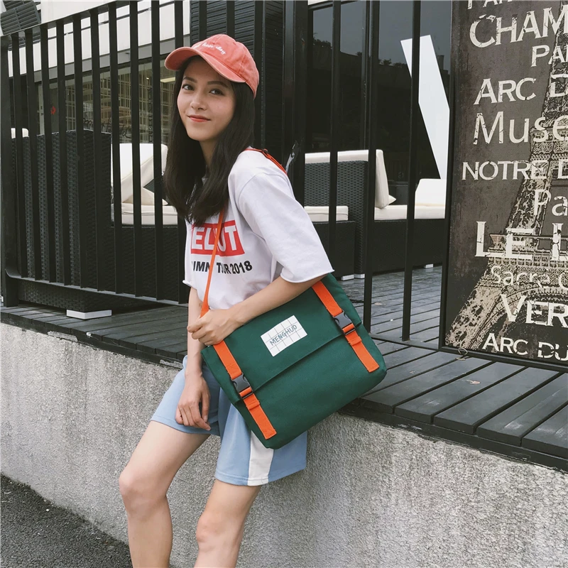 Menghuo Top Quality Women Canvas Backpack Bookbag Female Dual Purpose Shoulder Bag Daily Travel Backpacks Crossbody Bags Mochila (23)
