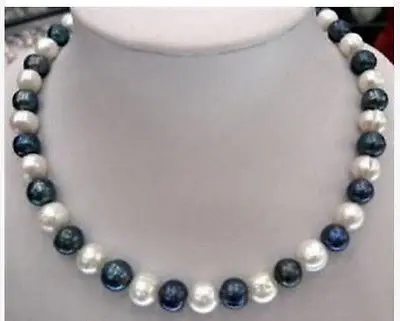 Ожерелье с искусственным жемчугом Akoya Черное и белое 8-9 мм | Украшения аксессуары