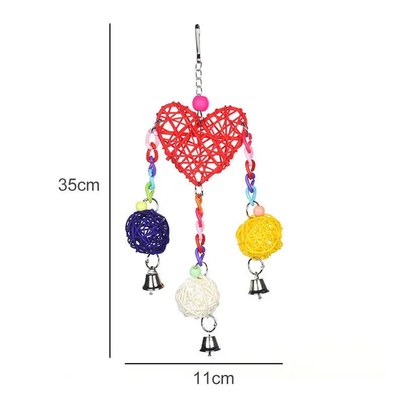 Mayitr Parrot Toys Pet Bird Bites Climb Chew Toy Hanging Cockatiel Parakeet Climb Chewing Cage With Bell Bird Toys Multi Styles