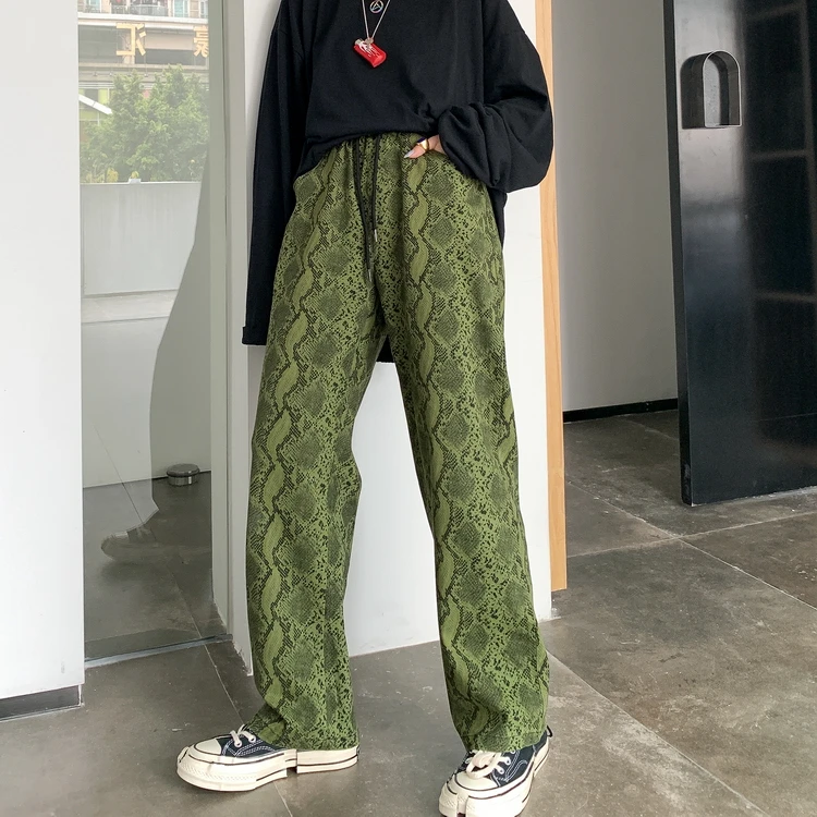 Women High Waist Snakeskin Wide Leg Pants Streatwear Lady Loose Casual Long Harem Trousers Femme Punk Bottoms Straight Pantalon
Women High Waist Snakeskin Wide Leg Pants Streatwear Lady Loose Casual Long Harem Trousers Femme Punk Bottoms Straight Pantalon