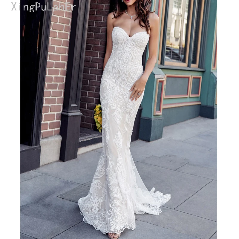 Vestido de novia Sweetheart Mermaid Wedding Dress Unique Lace Appliques Bride Dress Abiti da sposa Court Train Brautkleid
Vestido de novia Sweetheart Mermaid Wedding Dress Unique Lace Appliques Bride Dress Abiti da sposa Court Train Brautkleid