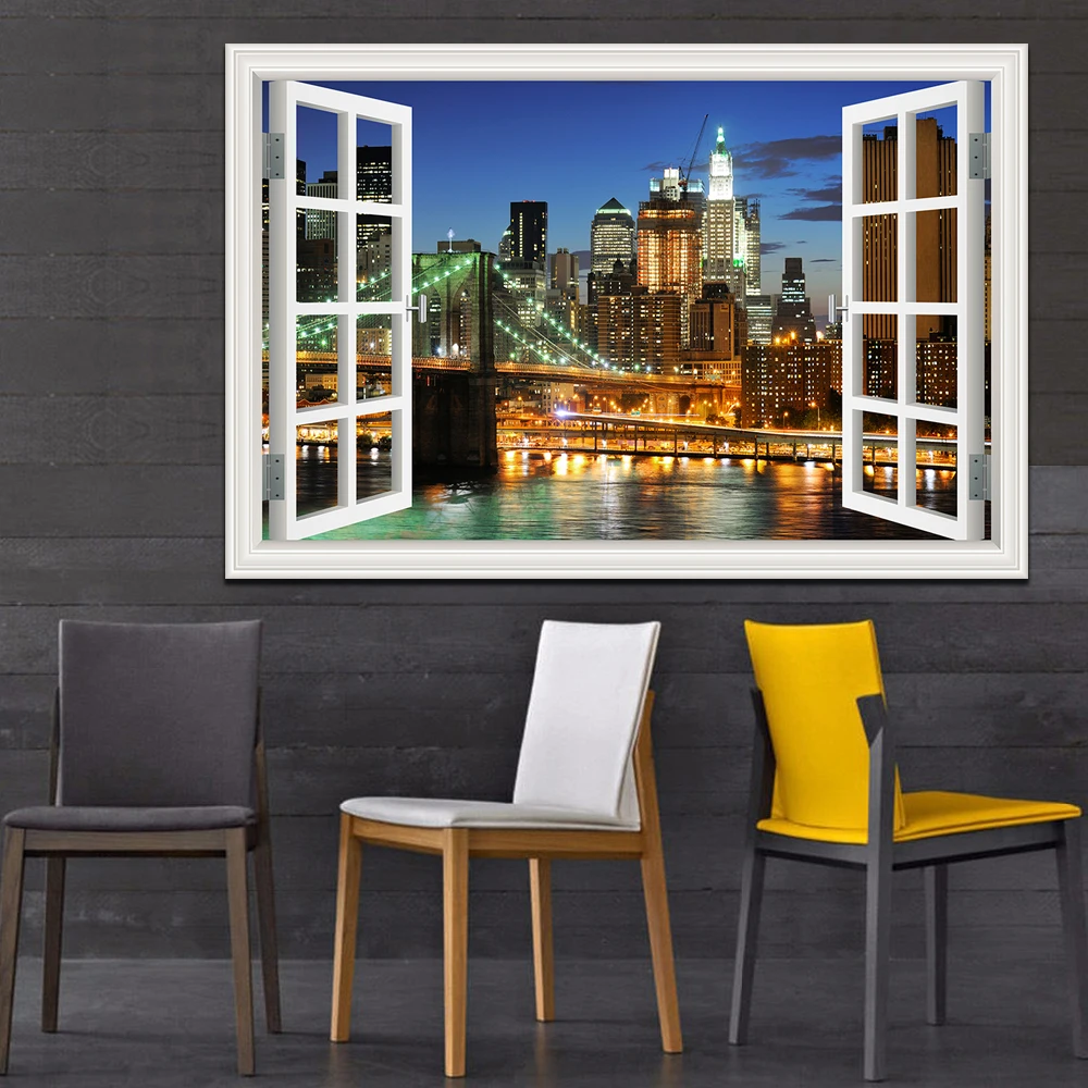 New York Brooklyn Magnificent Night View High Quality 3D Wall Sticker Removable Landscape Window View Wall Art Home Decor
New York Brooklyn Magnificent Night View High Quality 3D Wall Sticker Removable Landscape Window View Wall Art Home Decor