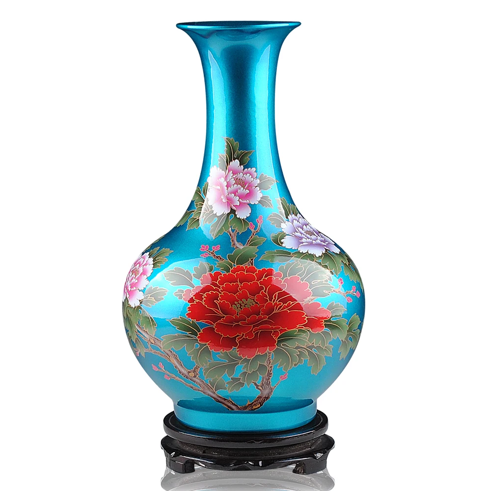 Image Jingdezhen ceramics glaze blue crystal vase blossoming vase with modern fashion decoration room decoration