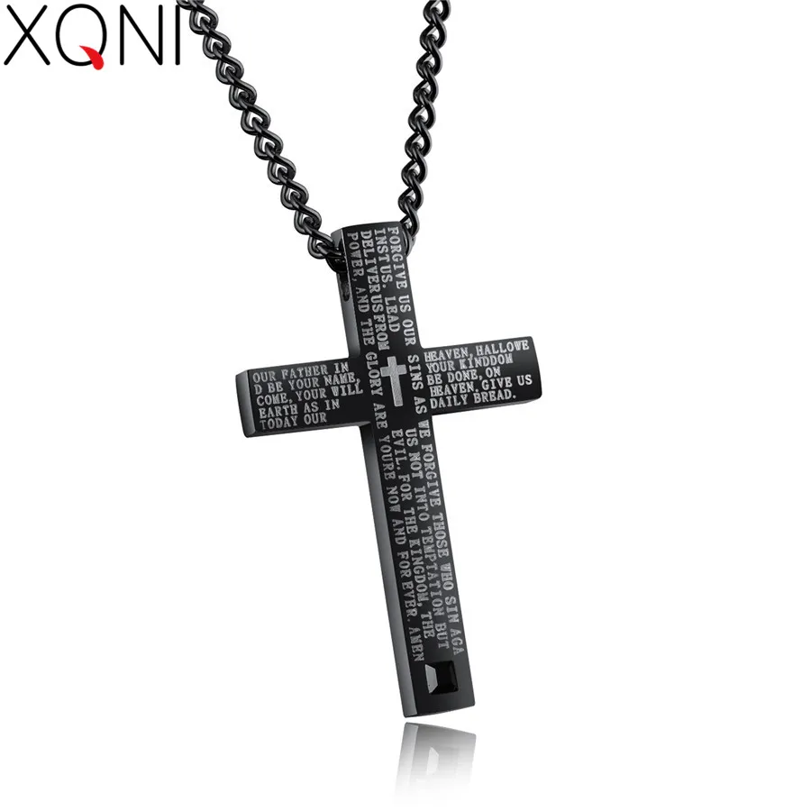 XQNI Fashion Design Cross Engraving Pendant Necklace For Men Stainless Steel & Cubic Zircon Male Necklace Letters Blessing Gift
XQNI Fashion Design Cross Engraving Pendant Necklace For Men Stainless Steel & Cubic Zircon Male Necklace Letters Blessing Gift