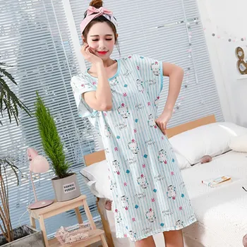 Korean Style Comfy Milk Silk Home Loungewear Cute Cartoon Printed Nightdress Womens Summer Short-Sleeved Loose Female Pyjamas
Korean Style Comfy Milk Silk Home Loungewear Cute Cartoon Printed Nightdress Womens Summer Short-Sleeved Loose Female Pyjamas