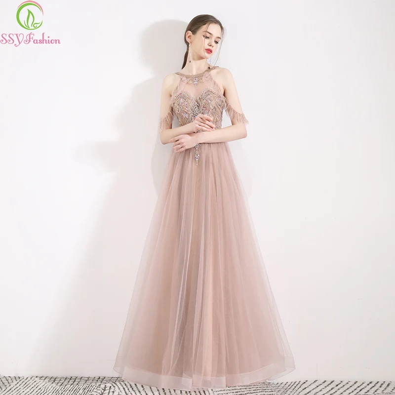 SSYFashion New High-end Evening Dress Halter Sequins Beading Floor-length Backless Prom Formal Gowns Custom Robe De Soiree
SSYFashion New High-end Evening Dress Halter Sequins Beading Floor-length Backless Prom Formal Gowns Custom Robe De Soiree